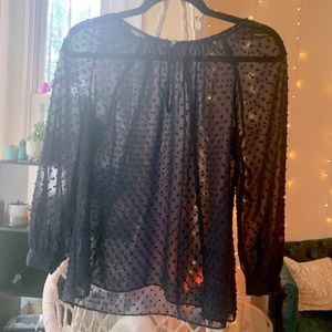 J. Crew | Sheer Navy Dotted Blouse